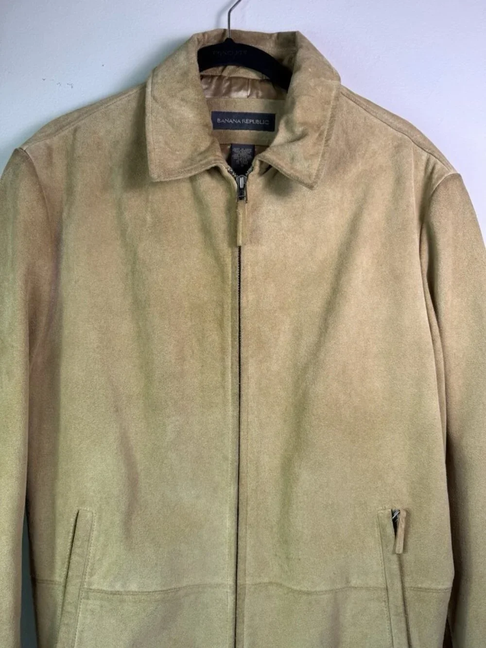 Banana Republic Men’s Suede Leather Collared Zip Up Jacket Size Small